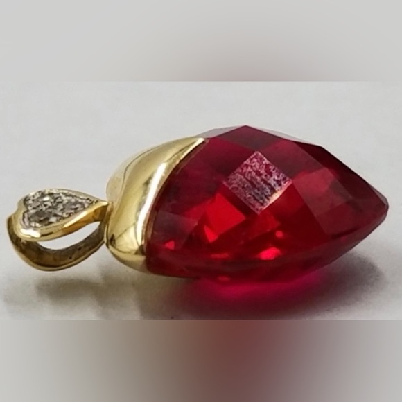 Genuine Sapphire Heart pendant w/ diamond accent on 10k solid gold - Picture 2 of 6